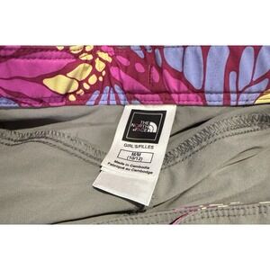 The North Face Girls Convertible Pants Gray Pink Floral M 10 12 Nylon Hiking